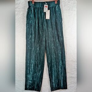 620-Wayf Women's s Velvet Corduroy Pants in Teal Elastic Waistband